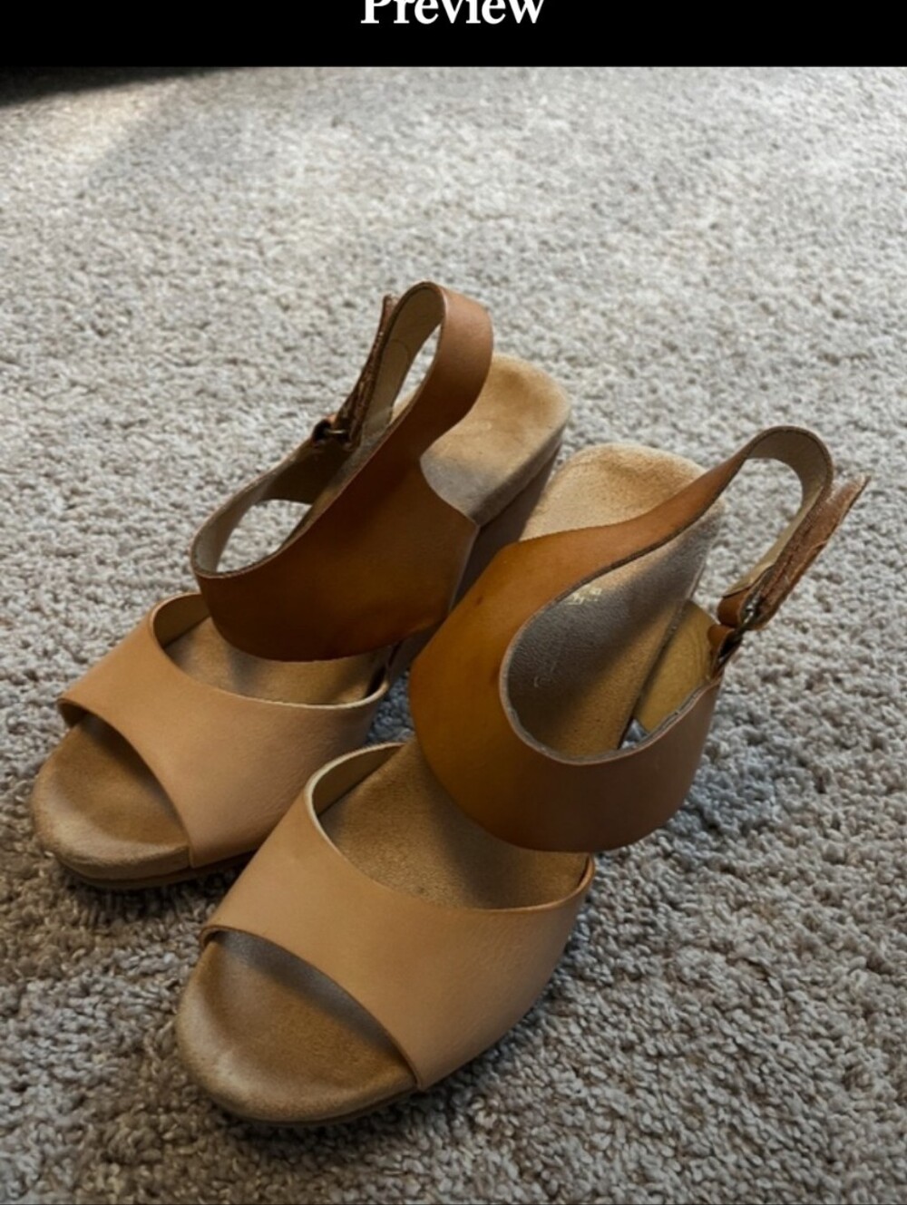 Chinese Laundry Tan Open-Toe Slingback Wedges Size 6/36